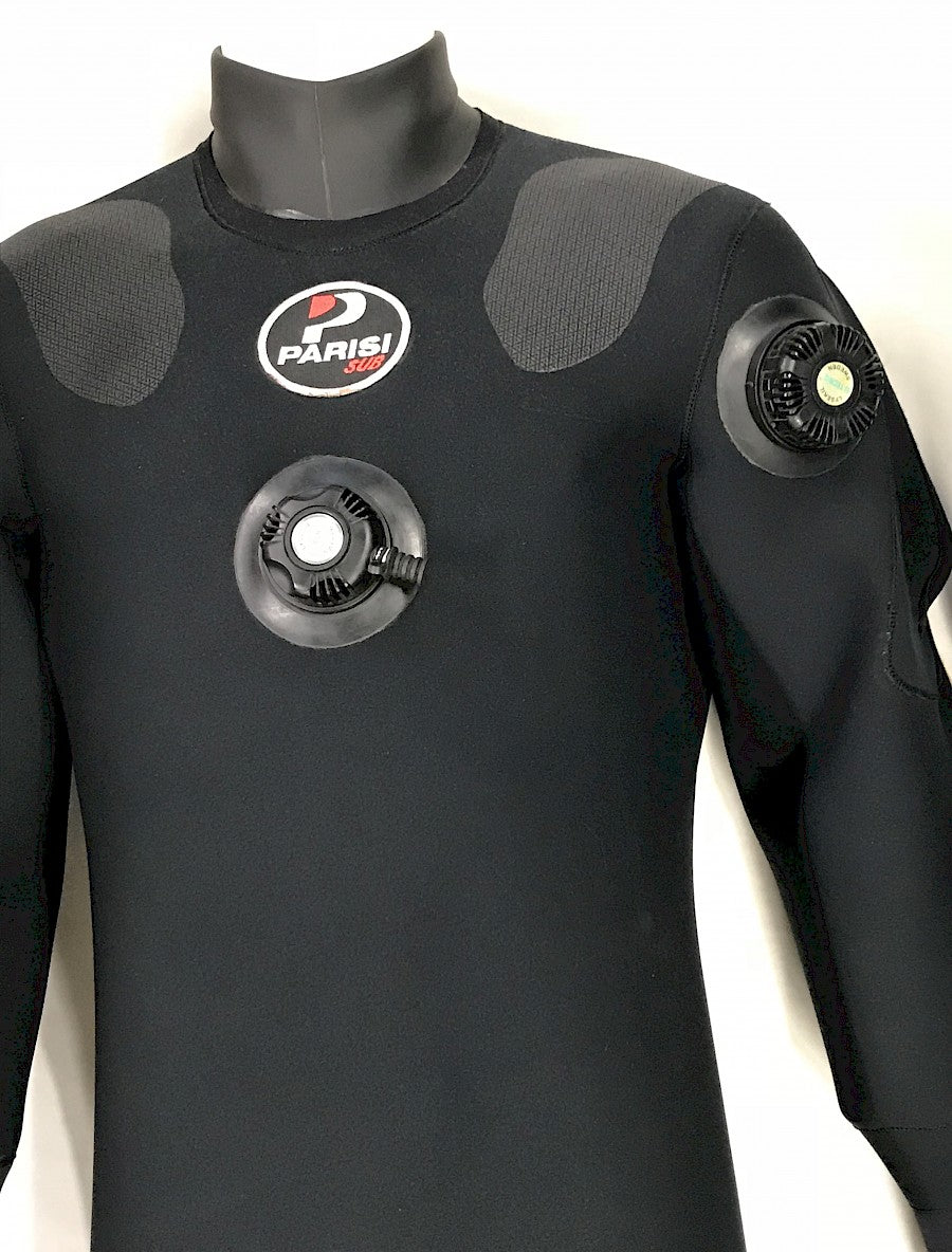 MUTA STAGNA "PARISI" IN NEOPRENE MICROCELLULARE CERNIERA SPALLA/SPALLA CON CAPPUCCIO