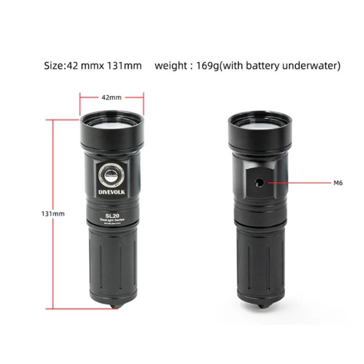 ILLUMINATORE BEST DIVERS VIDEO LIGHT SL20 DIVE VOLK 2000 LUMEN